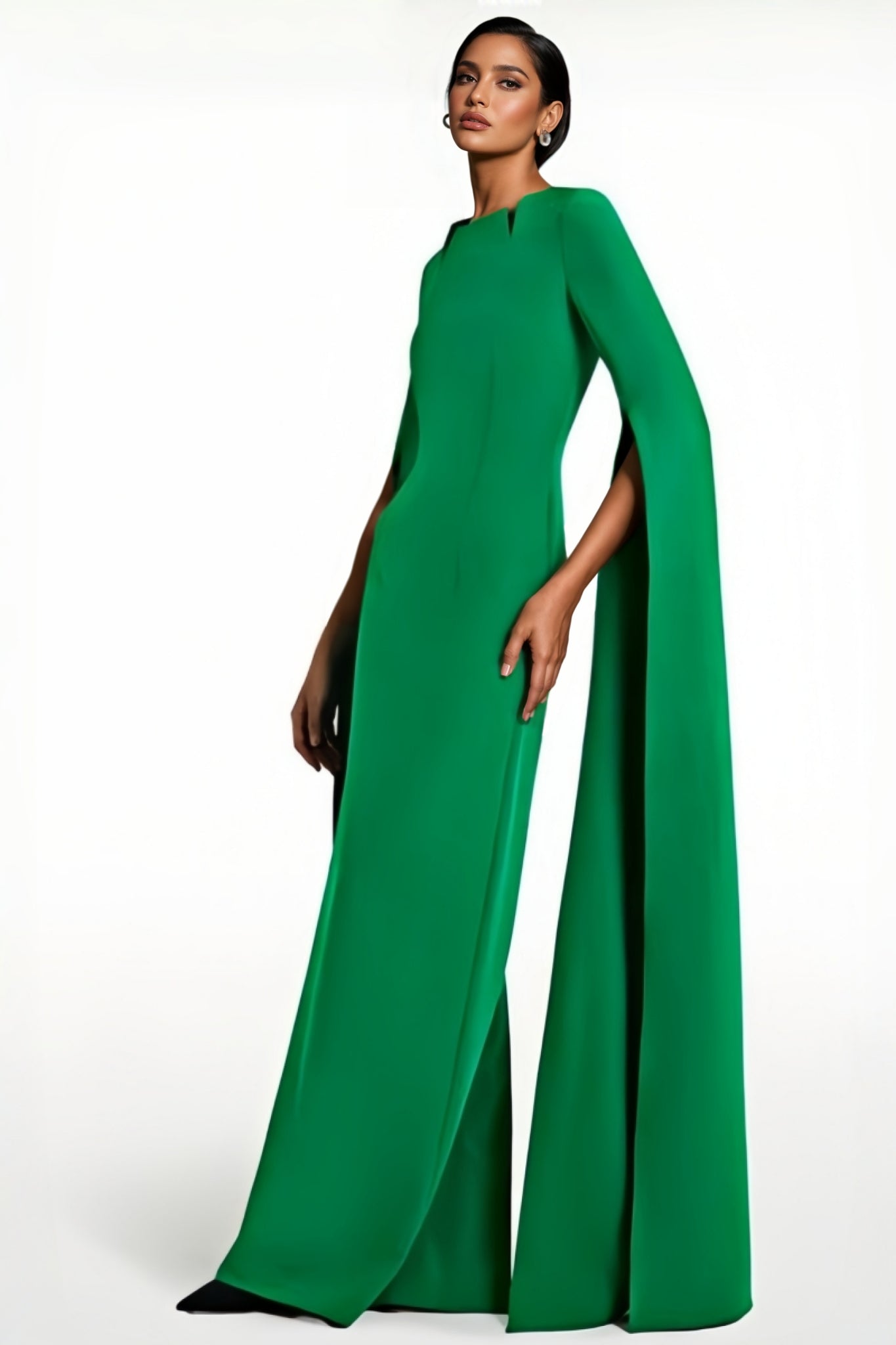 Rinae Green Extra Long Sleeve Maxi Dress